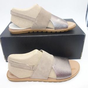 NEW Sorel Ella II Slingback Sandals Ash Brown Chalk Women's Size 8